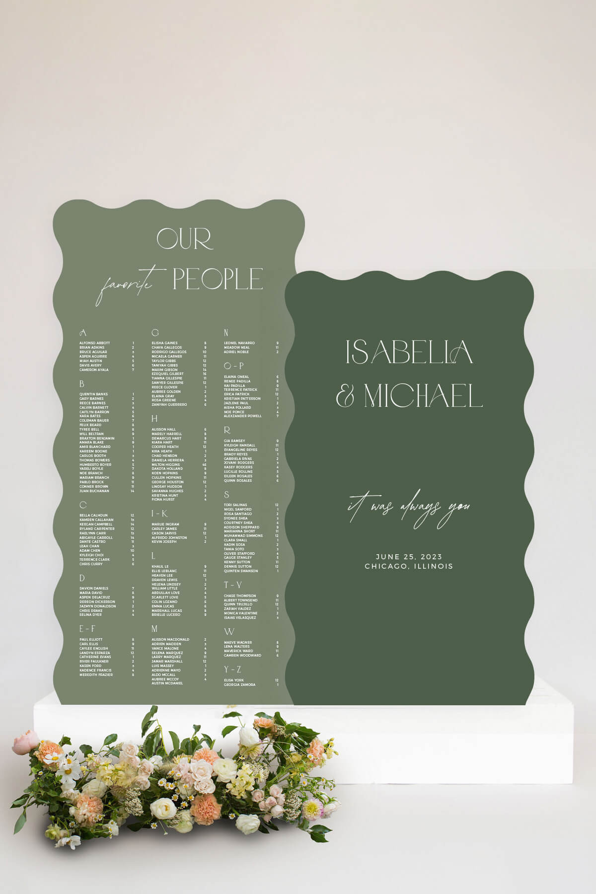 Wavy Welcome Board & Seating Chart Lily Roe Co