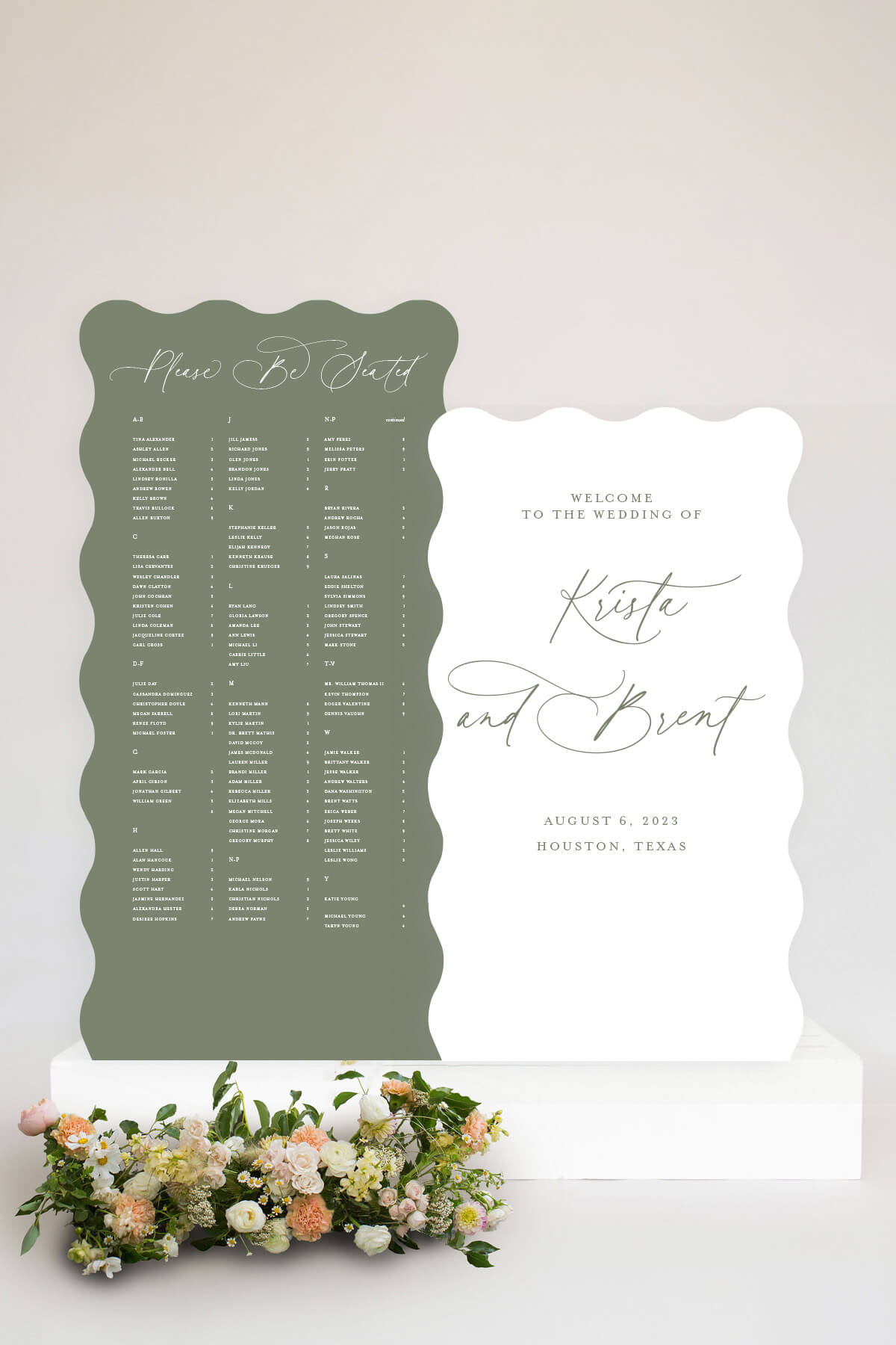 Wavy Seating Chart Sign For Wedding Lily Roe Co