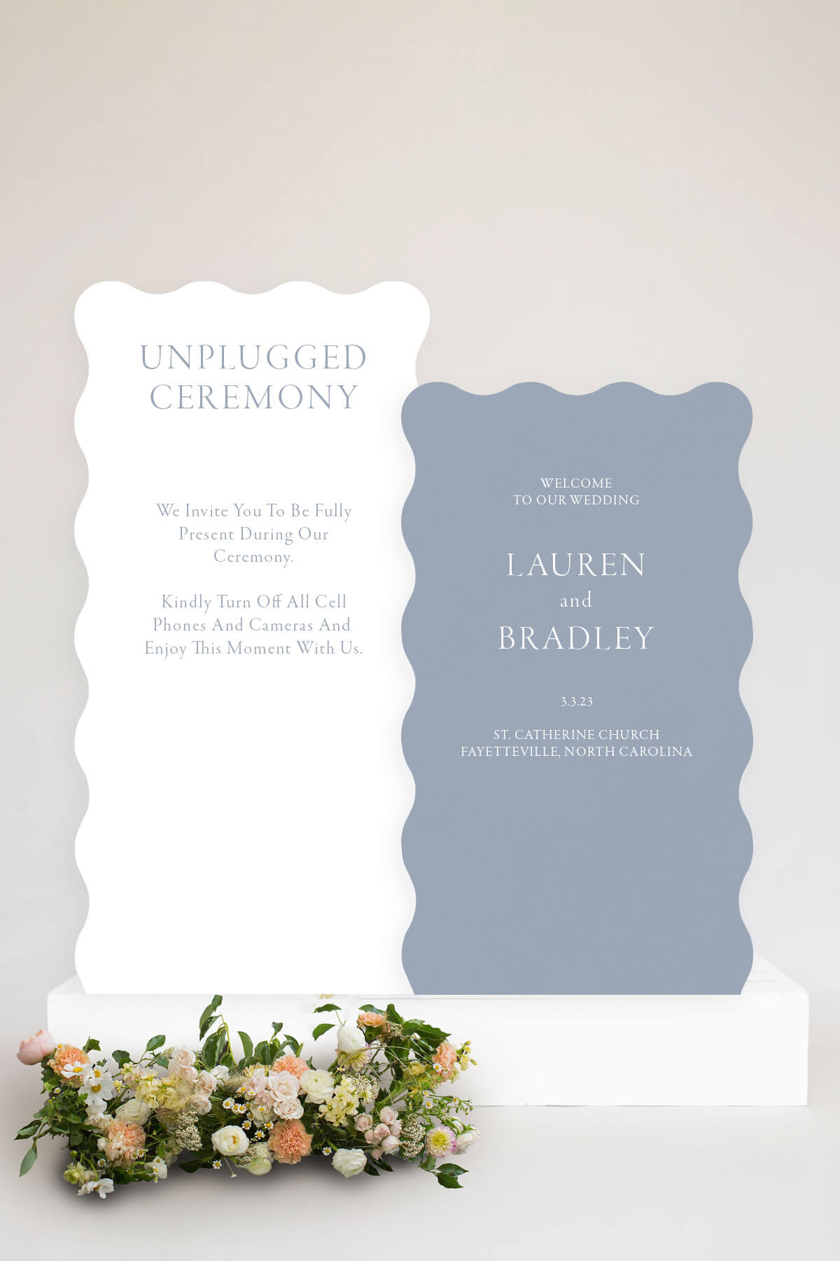 Wavy Border Wedding Sign