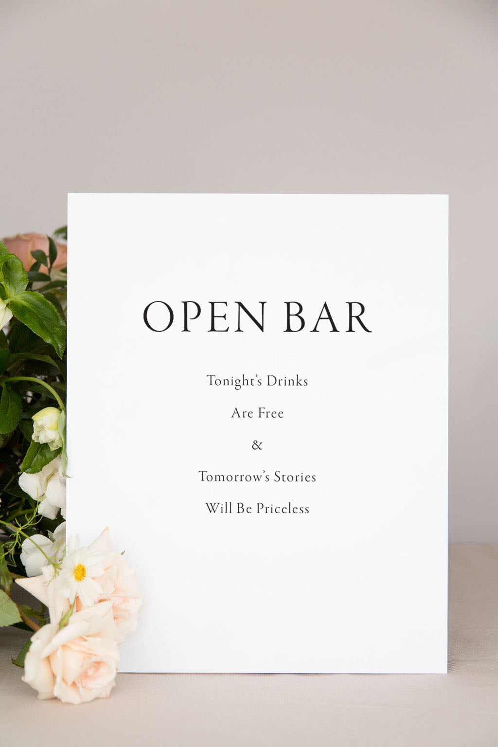 Acrylic Open Bar Wedding Sign | The Lauren