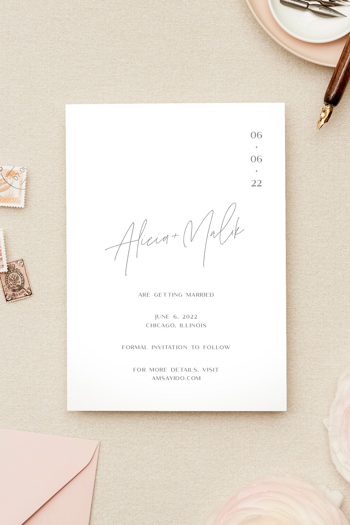 Minimalistic Letterpress Save the Date Cards Lily Roe Co