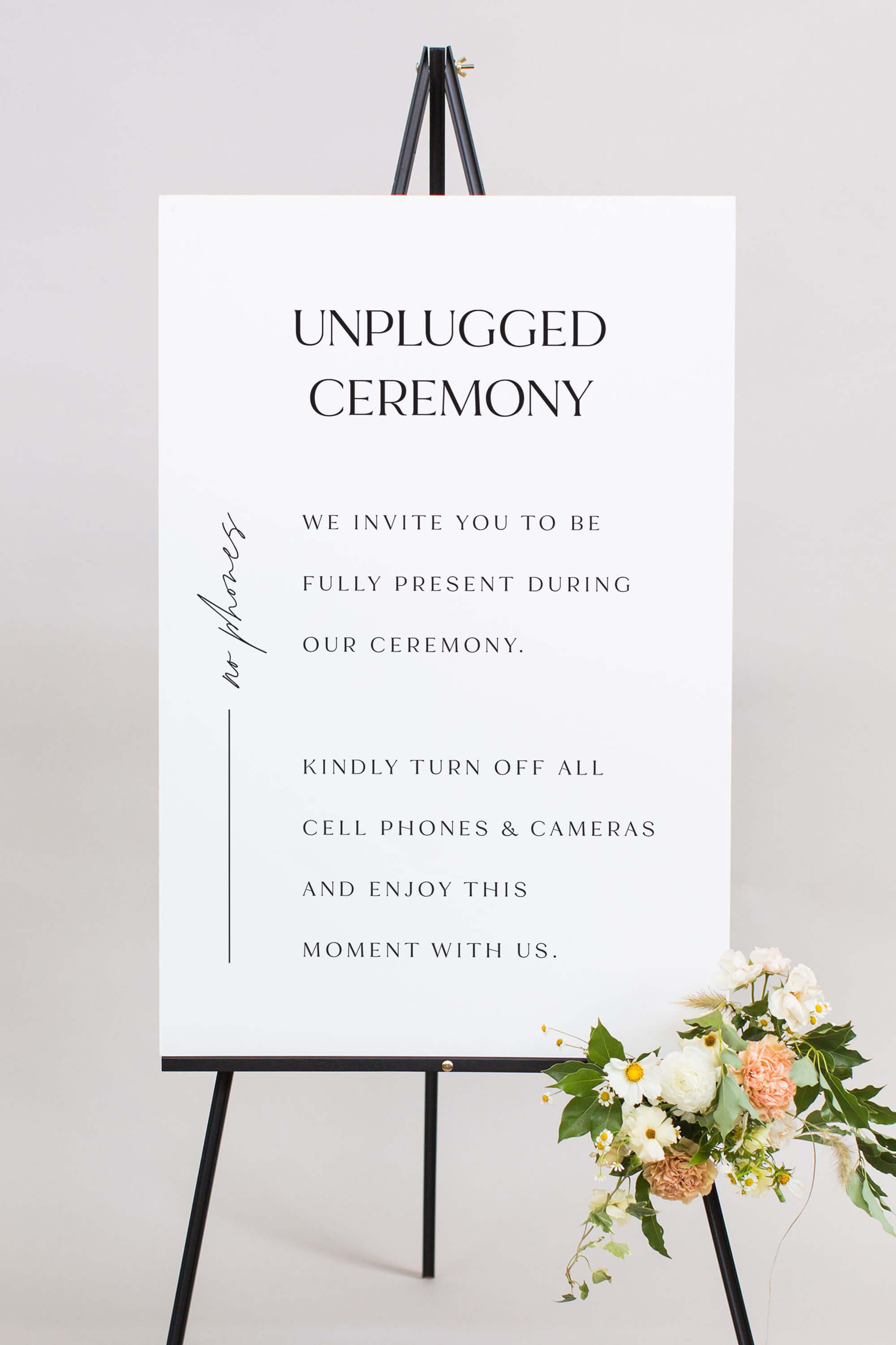 No Cell Phone Wedding Ceremony Sign White Lily Roe Co.