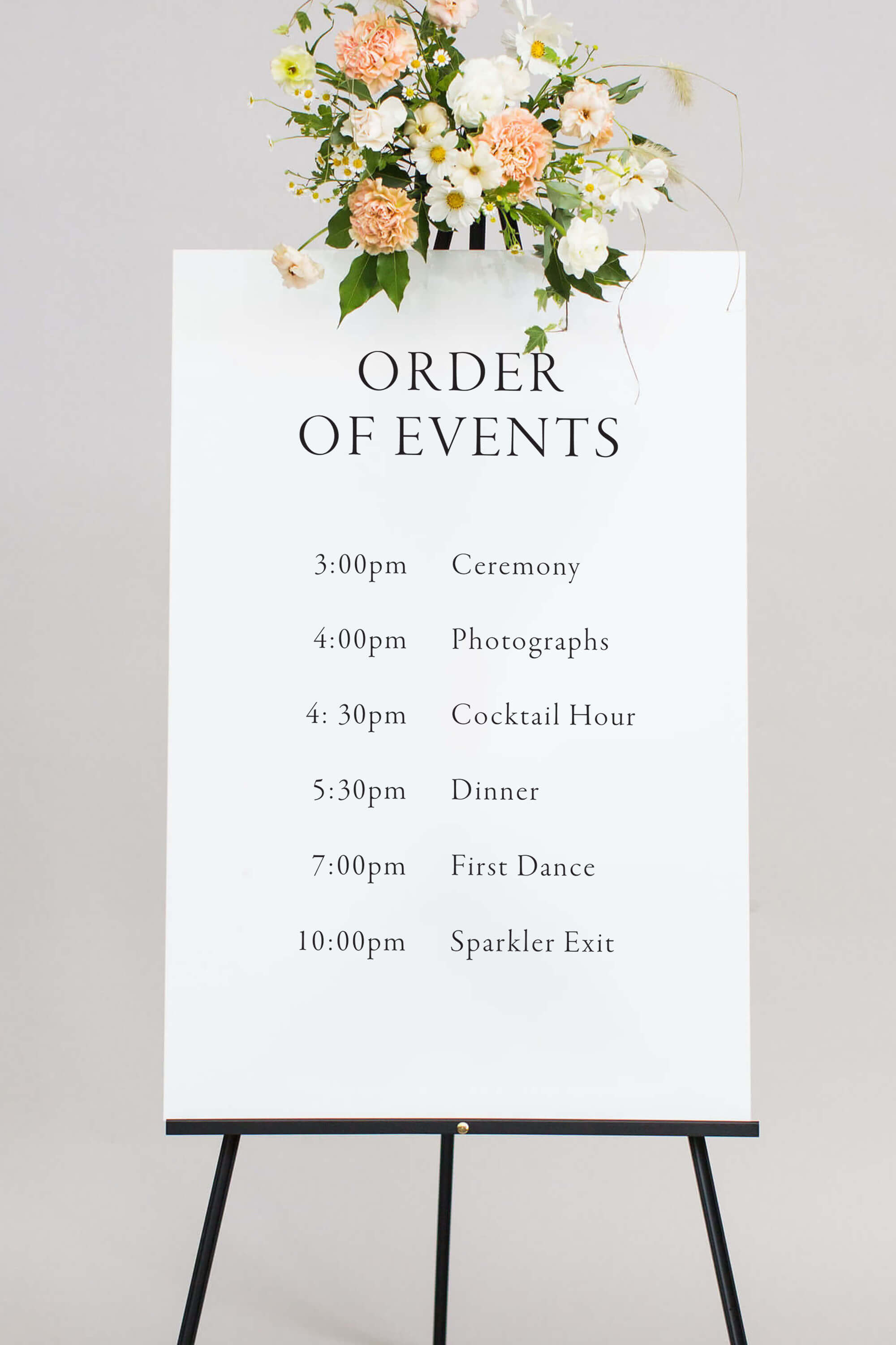 Order Of Events Wedding Sign Acrylic | The Lauren