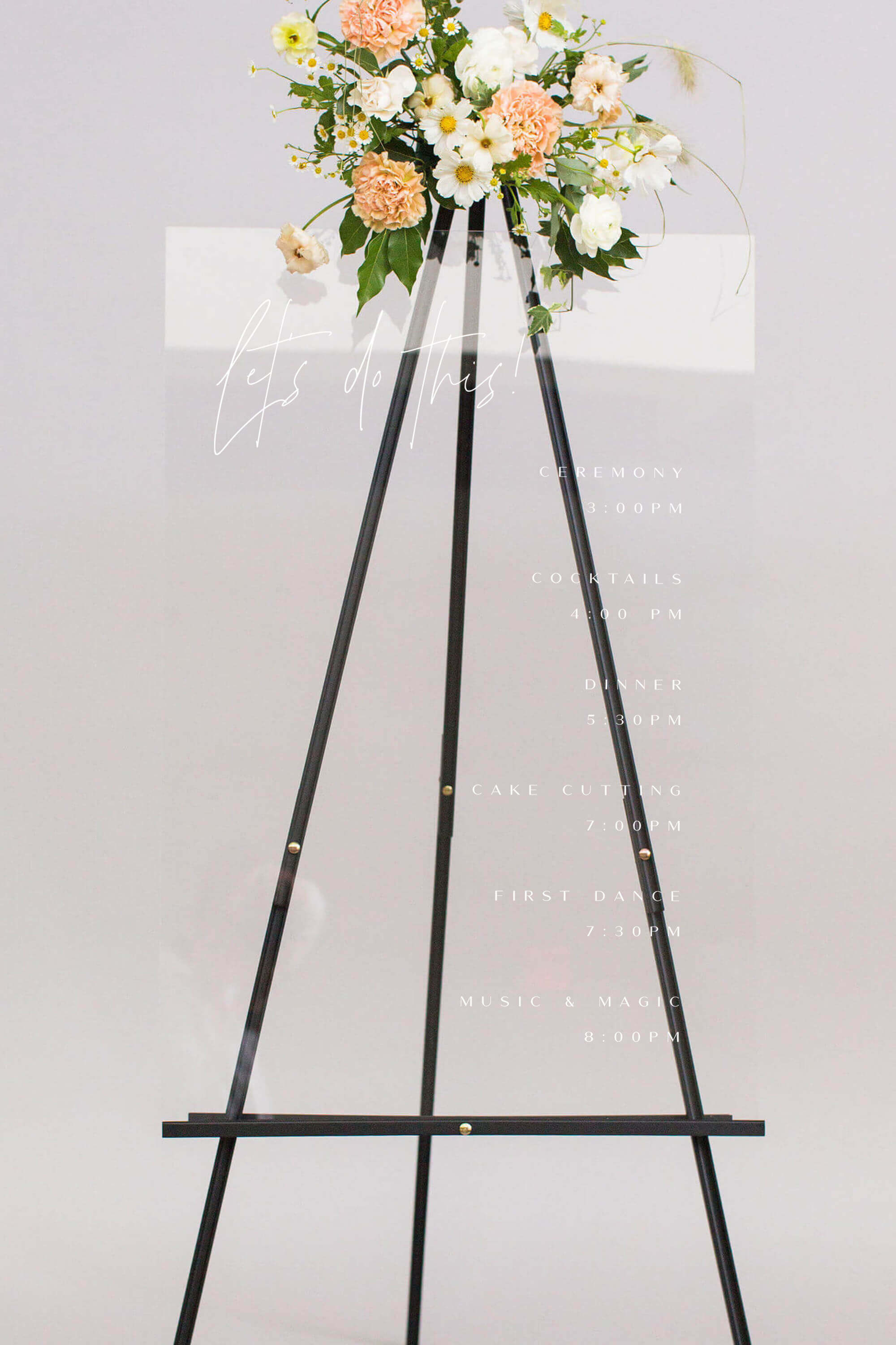 Clear Acrylic Order Of The Day Wedding Acrylic Sign Lily Roe Co.