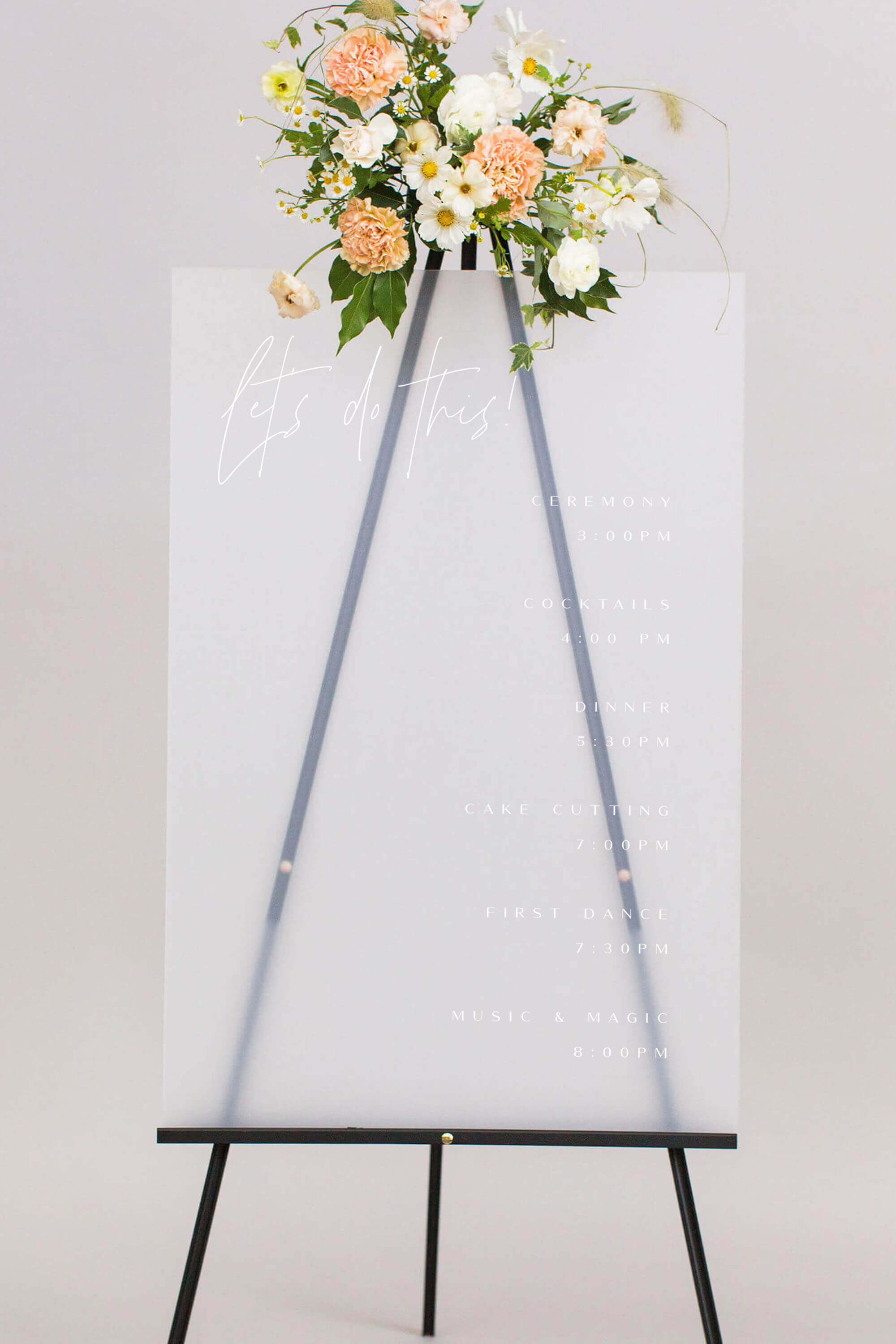 Frosted Acrylic Order Of The Day Wedding Acrylic Sign Lily Roe Co.