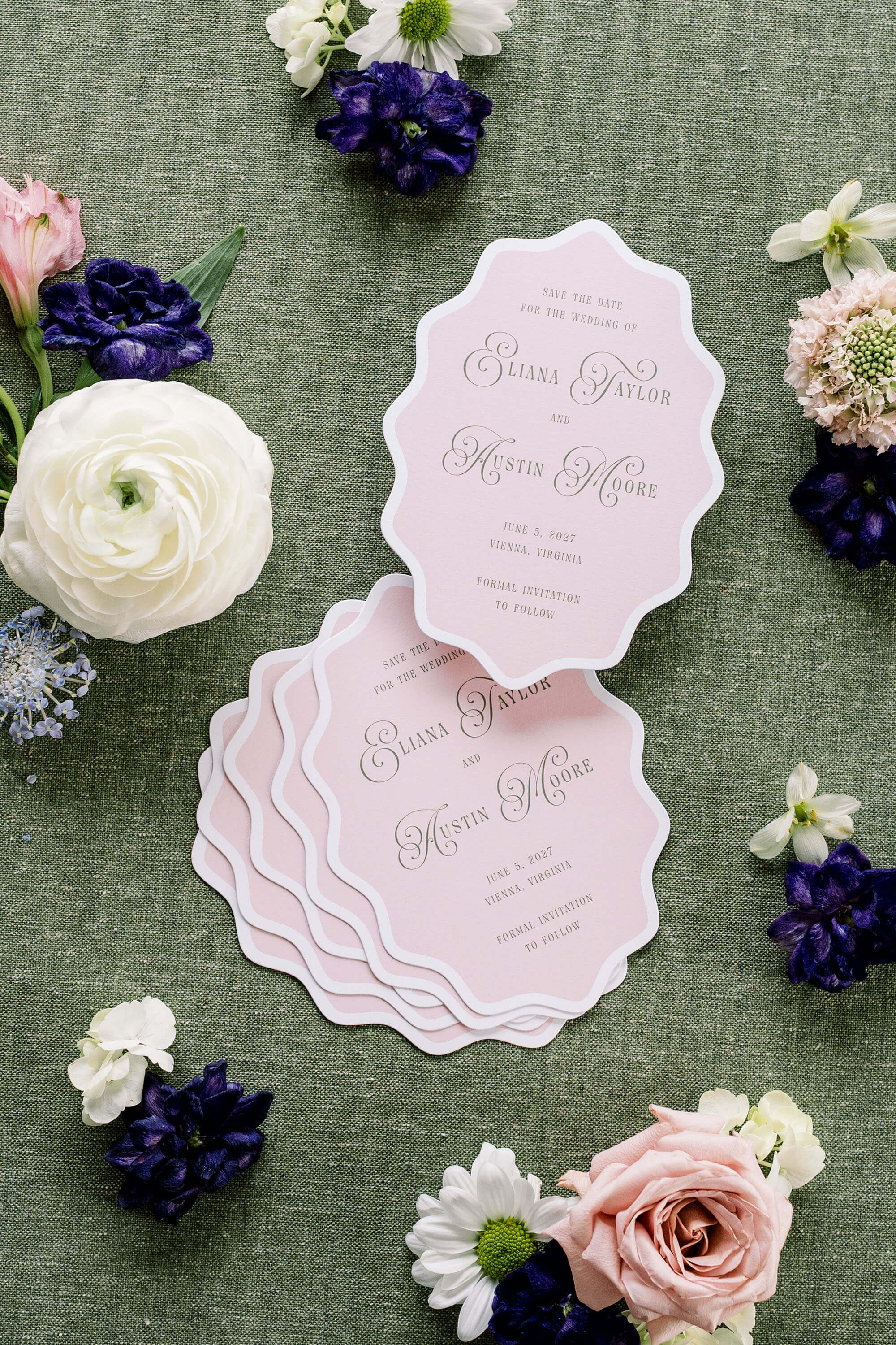 Scalloped Wedding Save The Date
