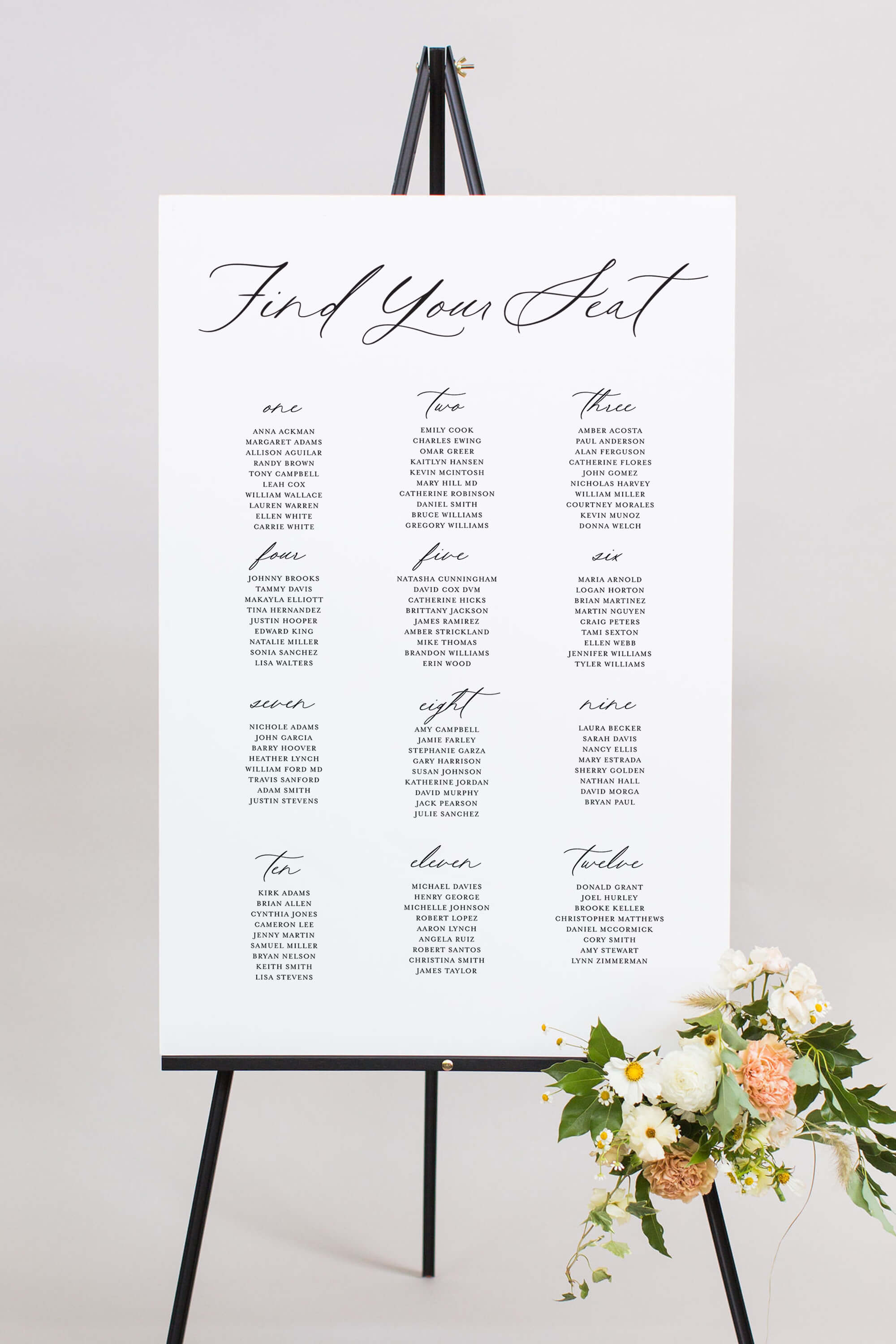 Seating Board Wedding Lily Roe Co.
