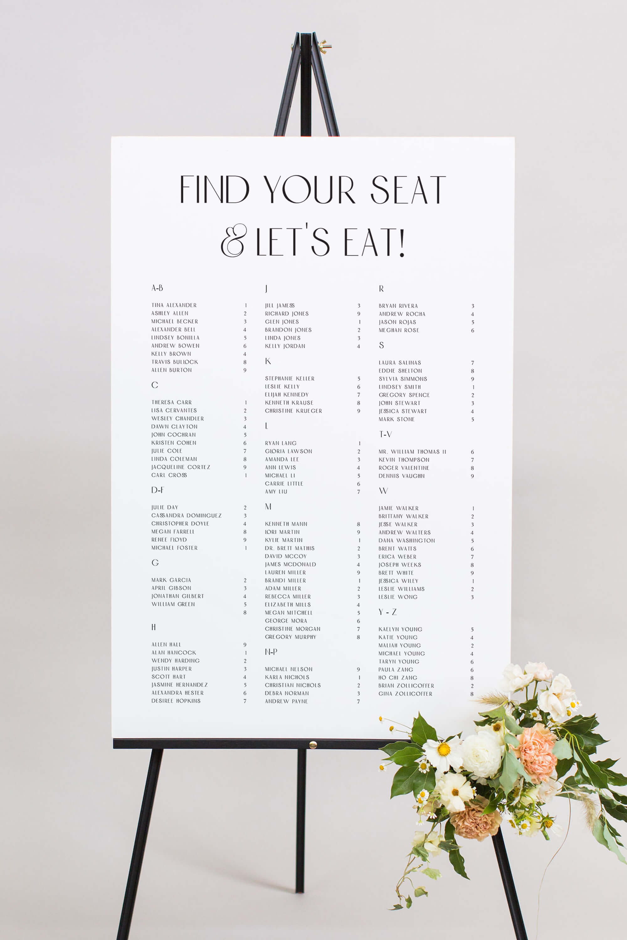 Seating Chart Sign Lily Roe Co.