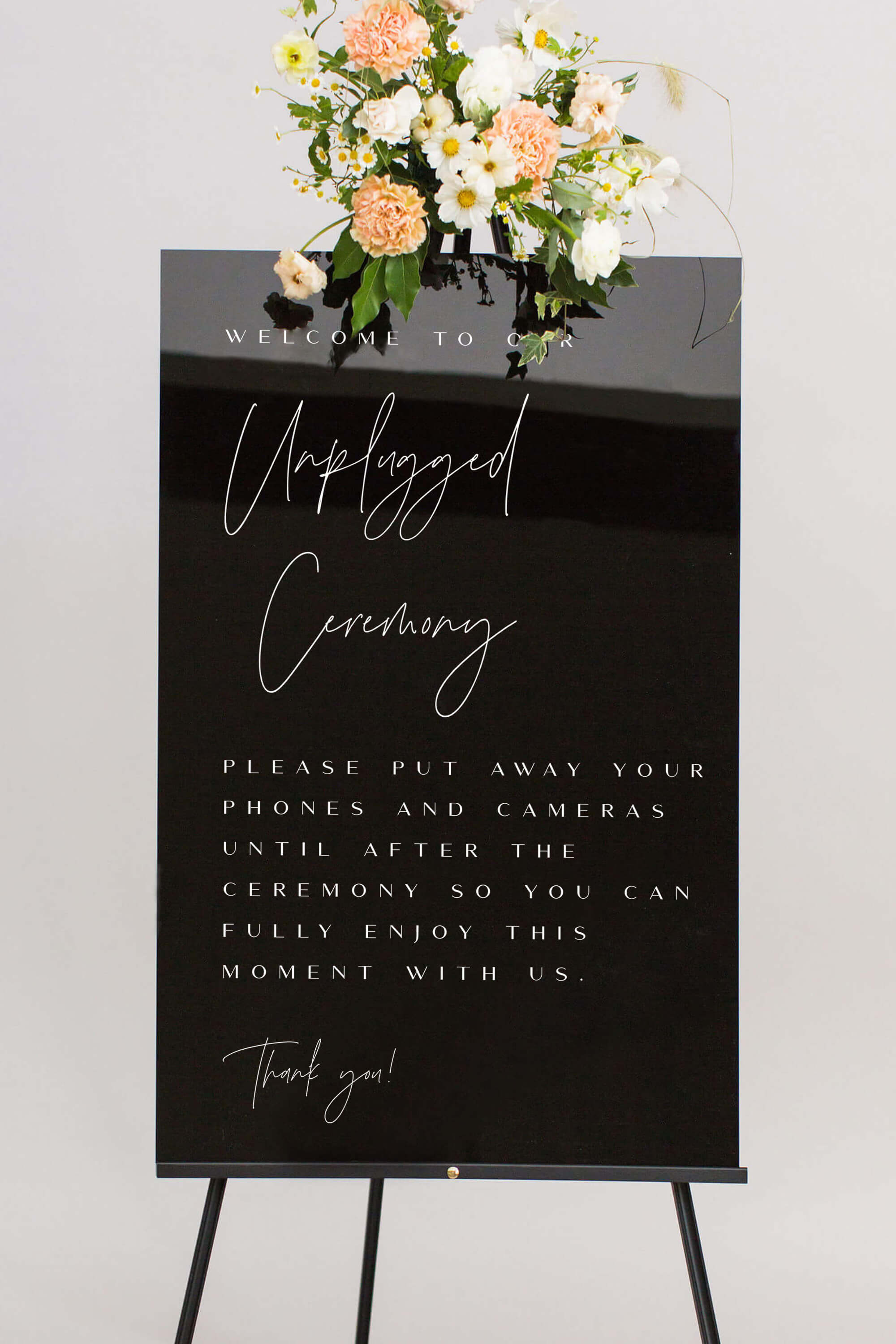 Black Unplugged Ceremony Sign Ideas Acrylic Lily Roe Co.