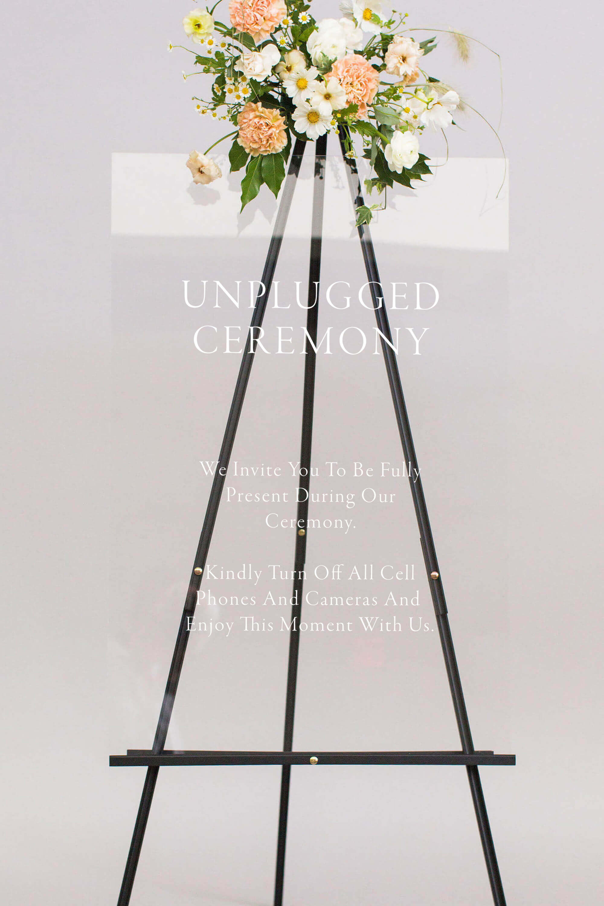 Glass Unplugged Wedding Ceremony Sign Acrylic Lily Roe Co.