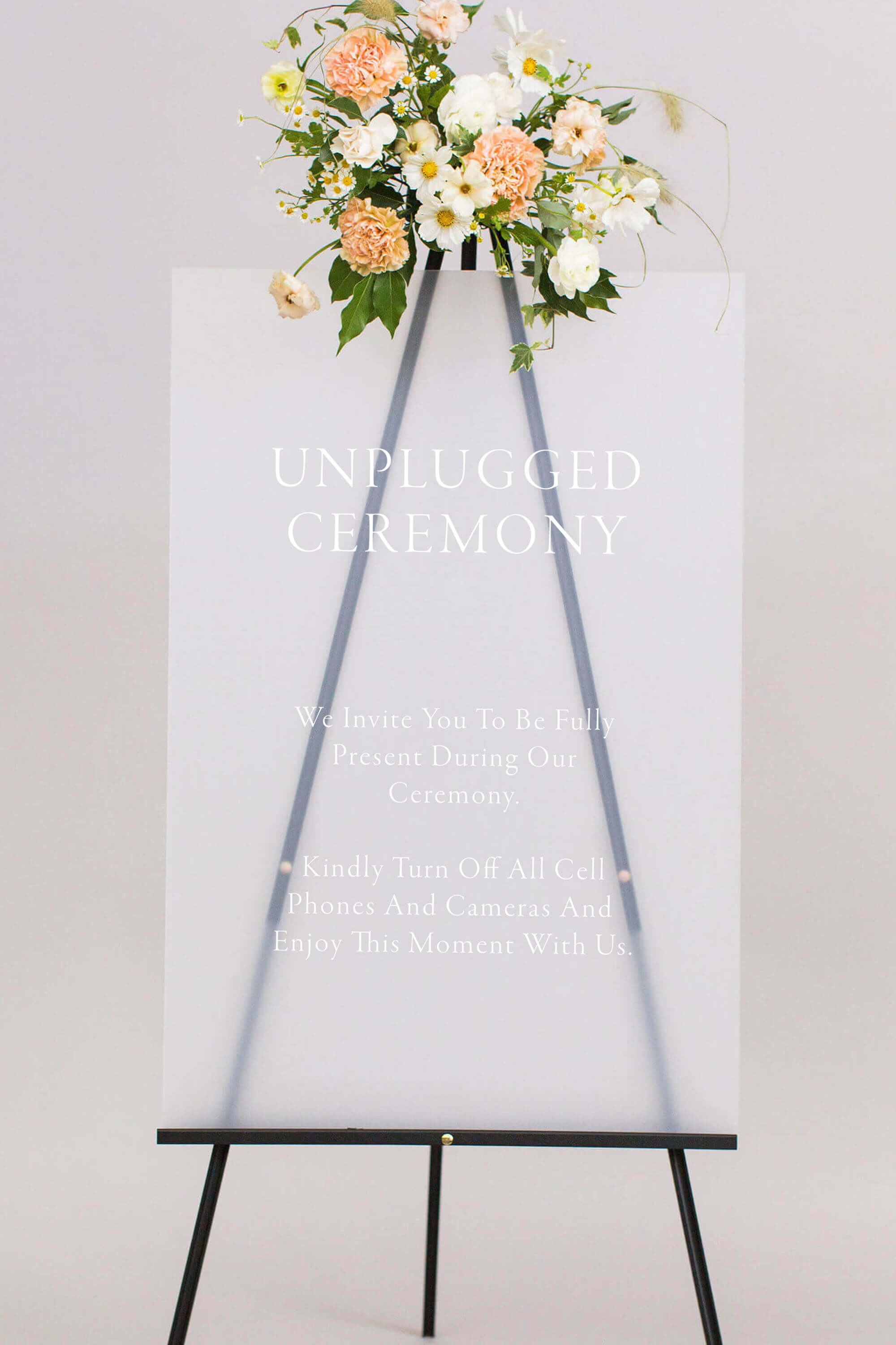 Frosted Unplugged Wedding Ceremony Sign Acrylic Lily Roe Co.