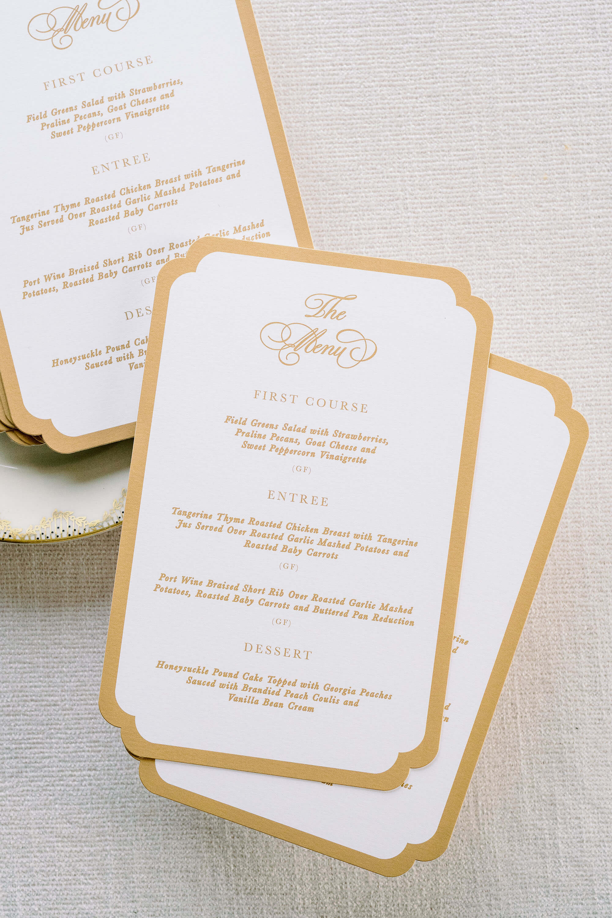 vintage wedding menu