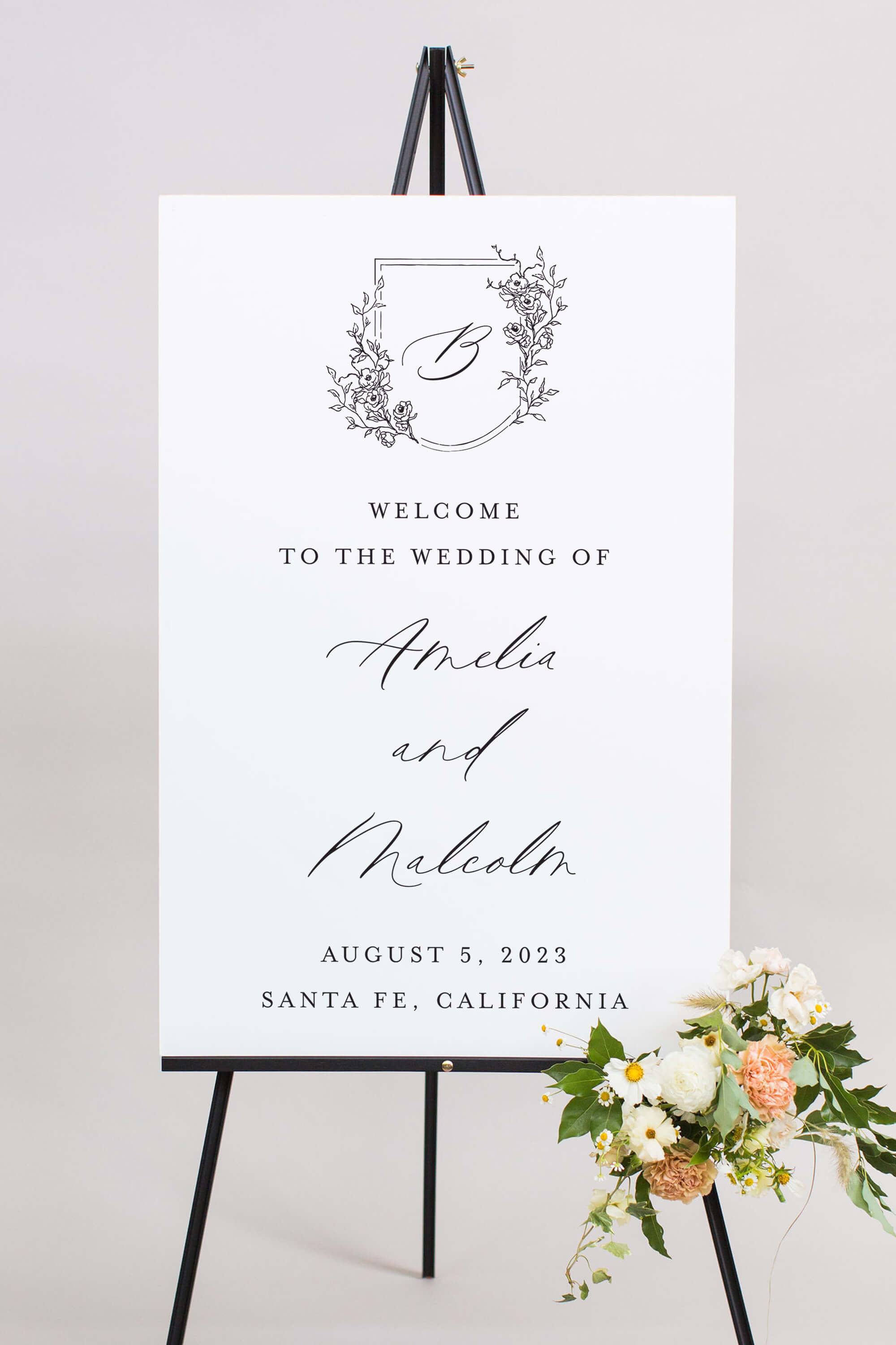 Wedding Sign With Monogram Lily Roe Co