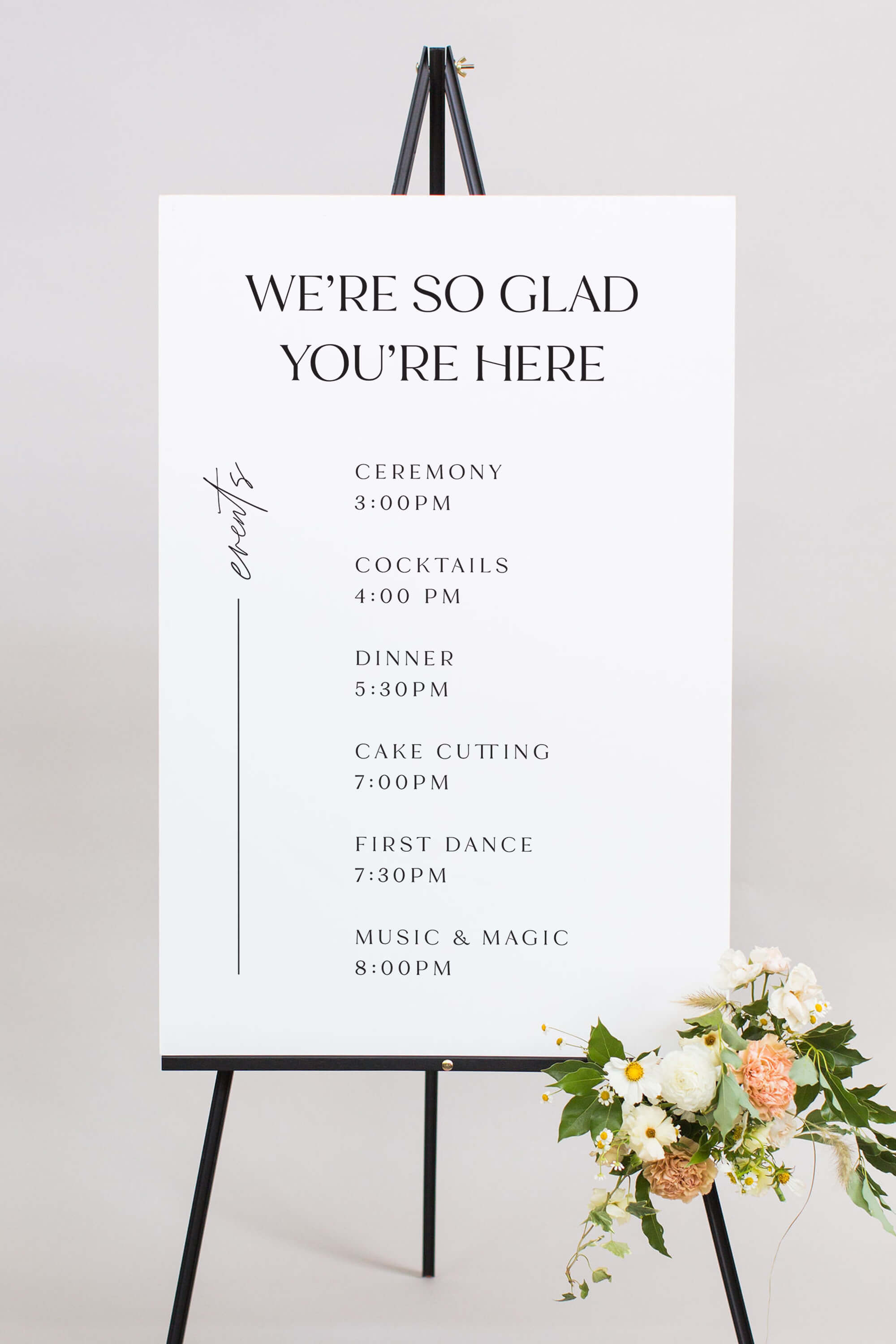 Wedding Schedule Of Events Sign White Lily Roe Co.
