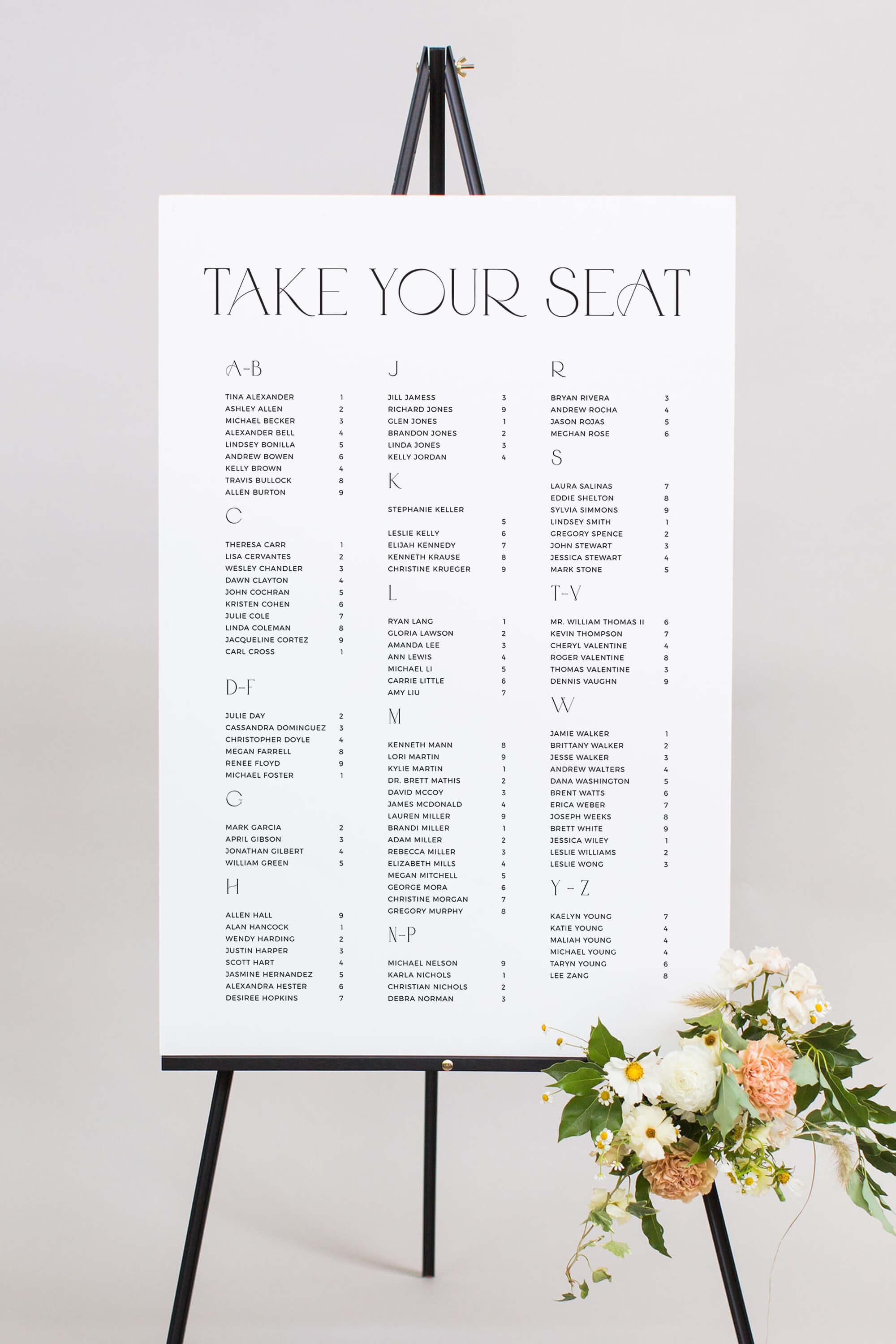 Wedding Seating Arrangement Chart Lily Roe Co.