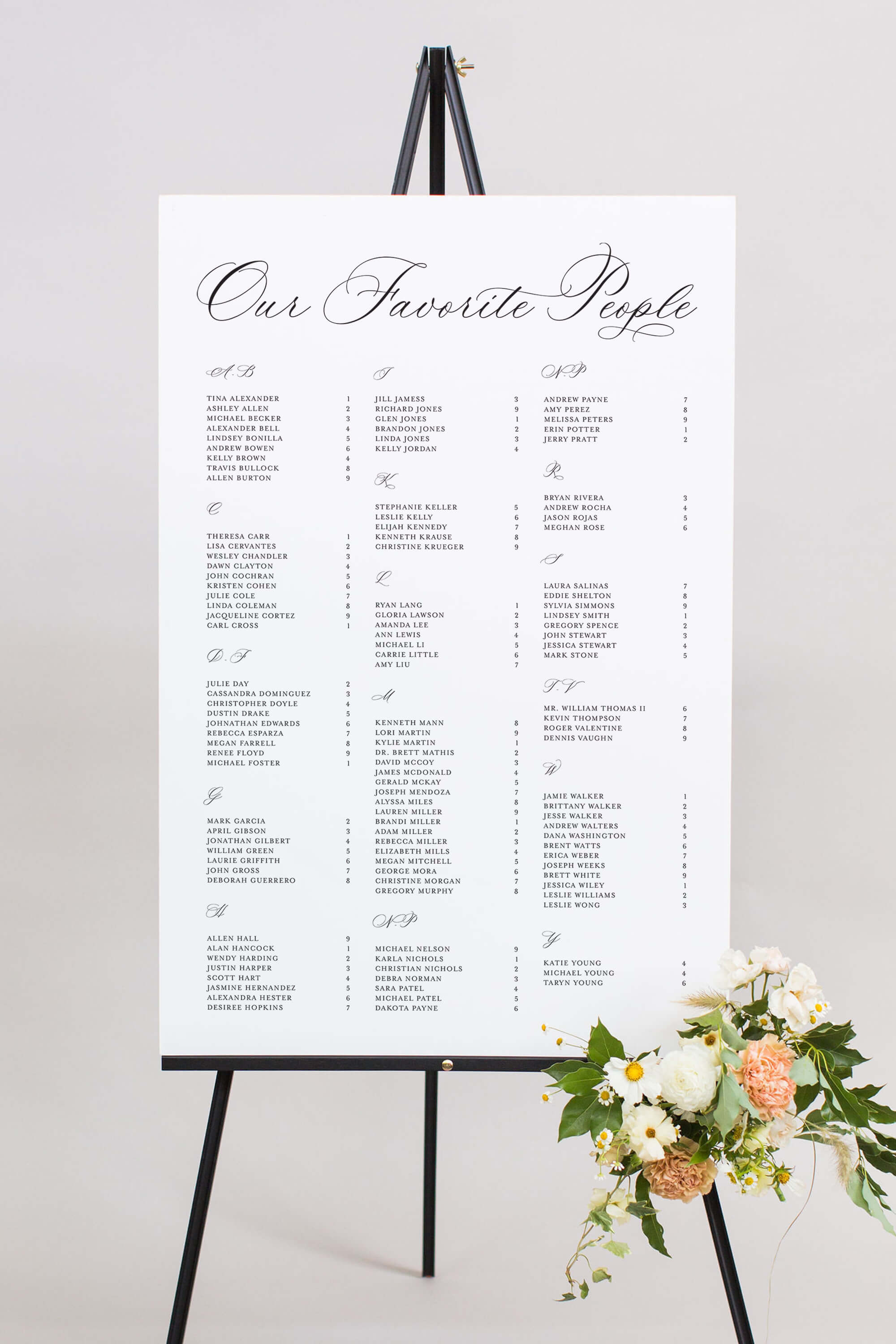 Printed Wedding Seating Chart - Our Favorite People Sign - Wedding Seating Chart - 2024 Custom Seating Chart Sign - Personalized Wedding Sign