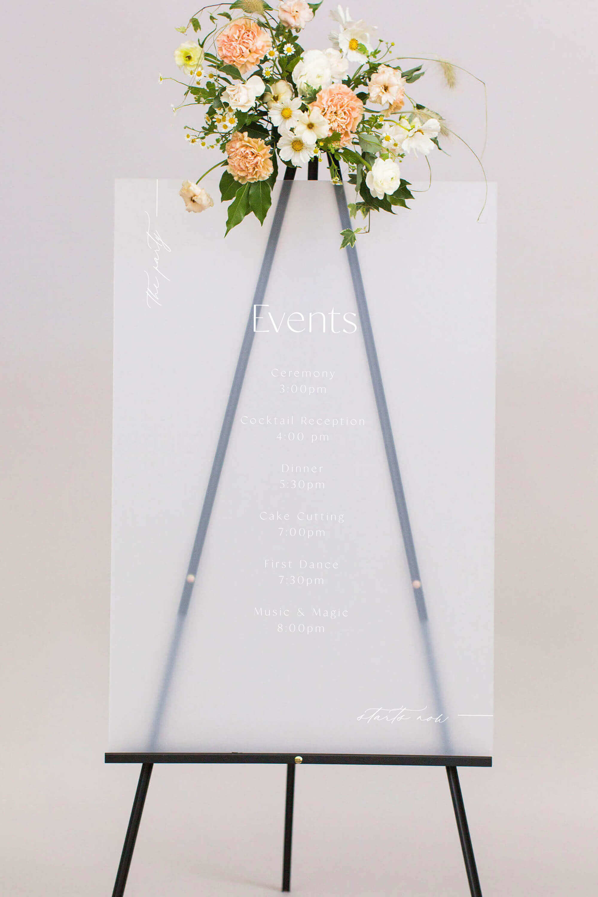 Frosted Wedding Timeline Sign Acrylic Lily Roe Co.