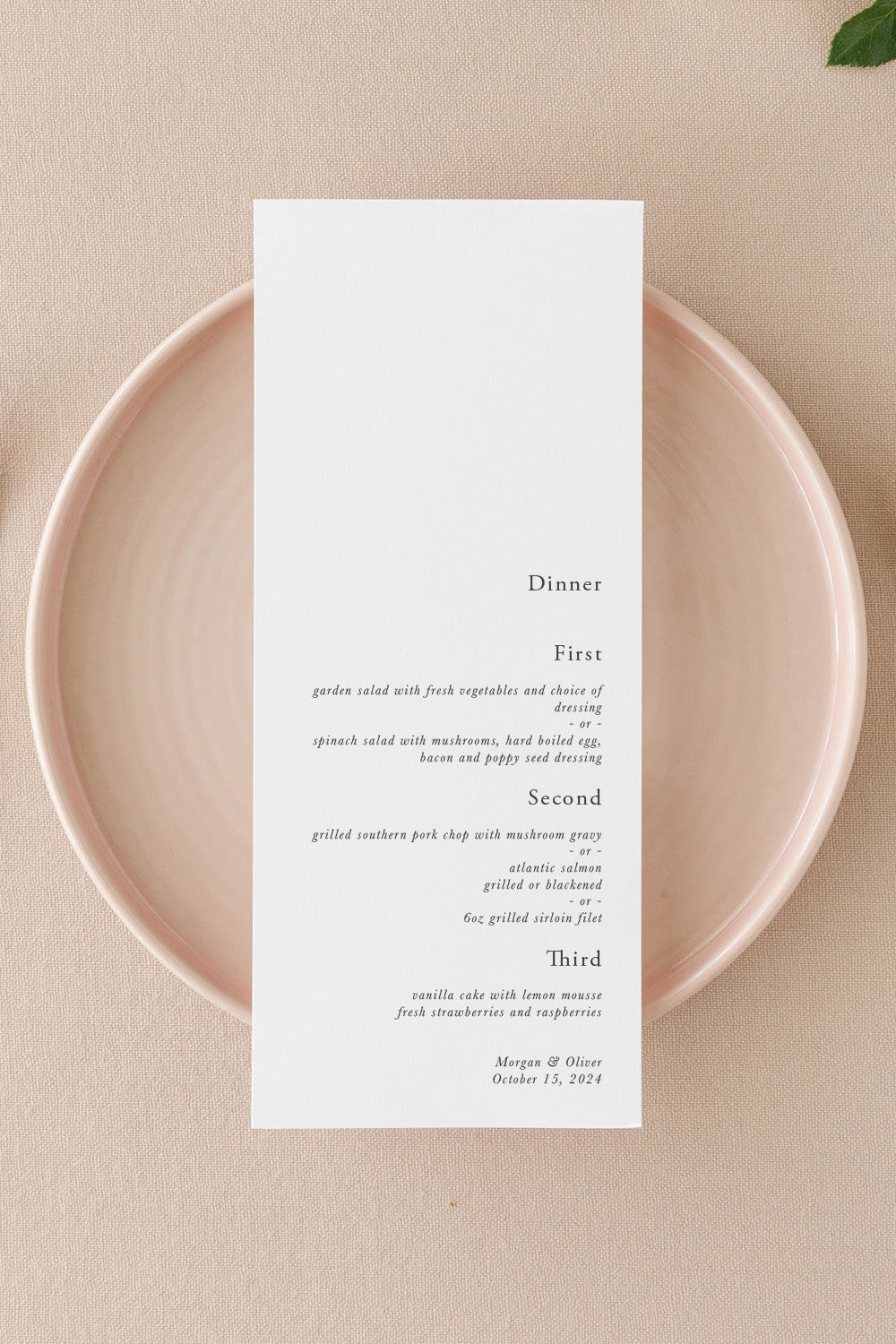 Wedding Menu Card | The Morgan