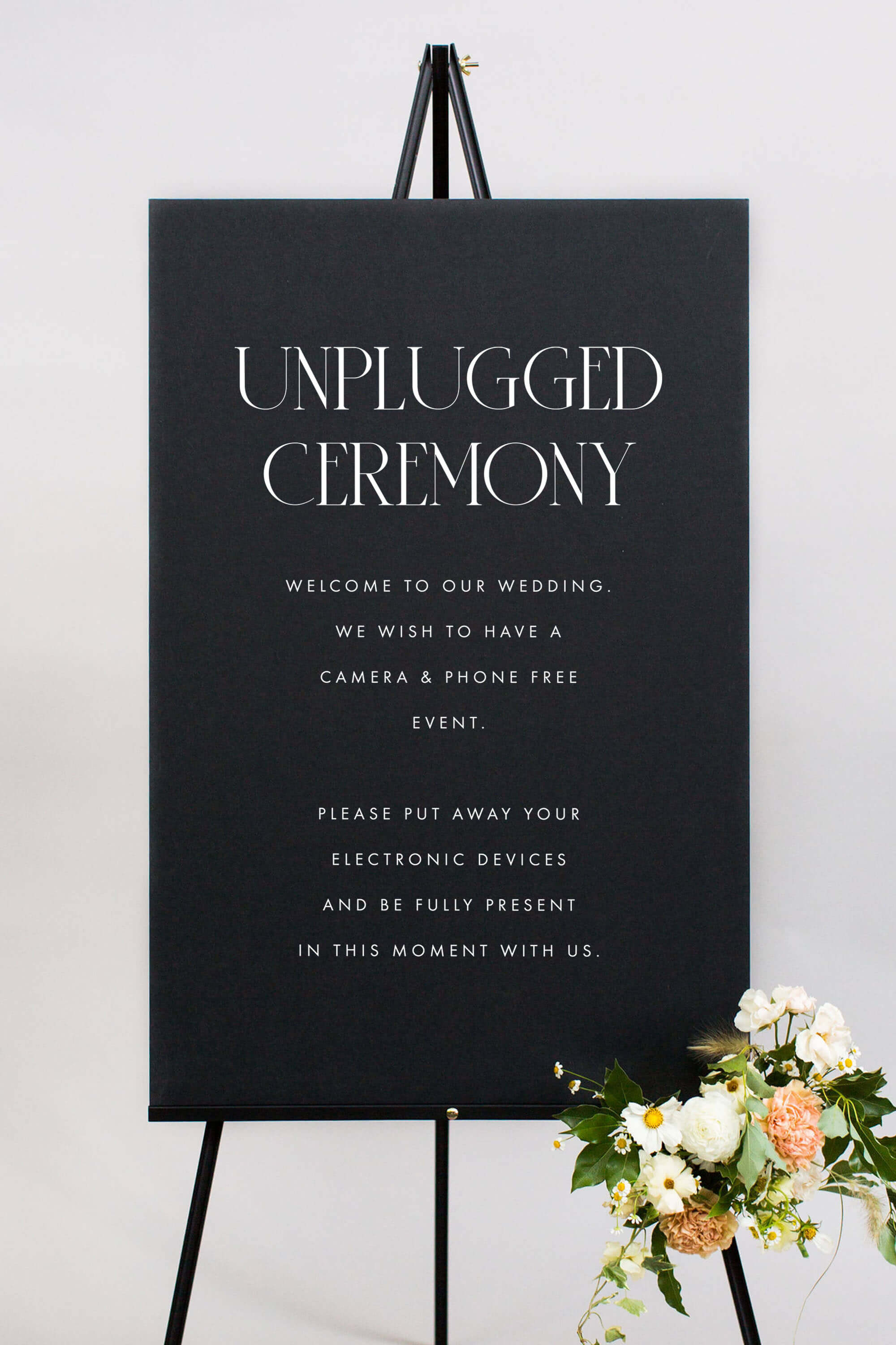 Black Welcome To Our Unplugged Wedding Sign Lily Roe Co.