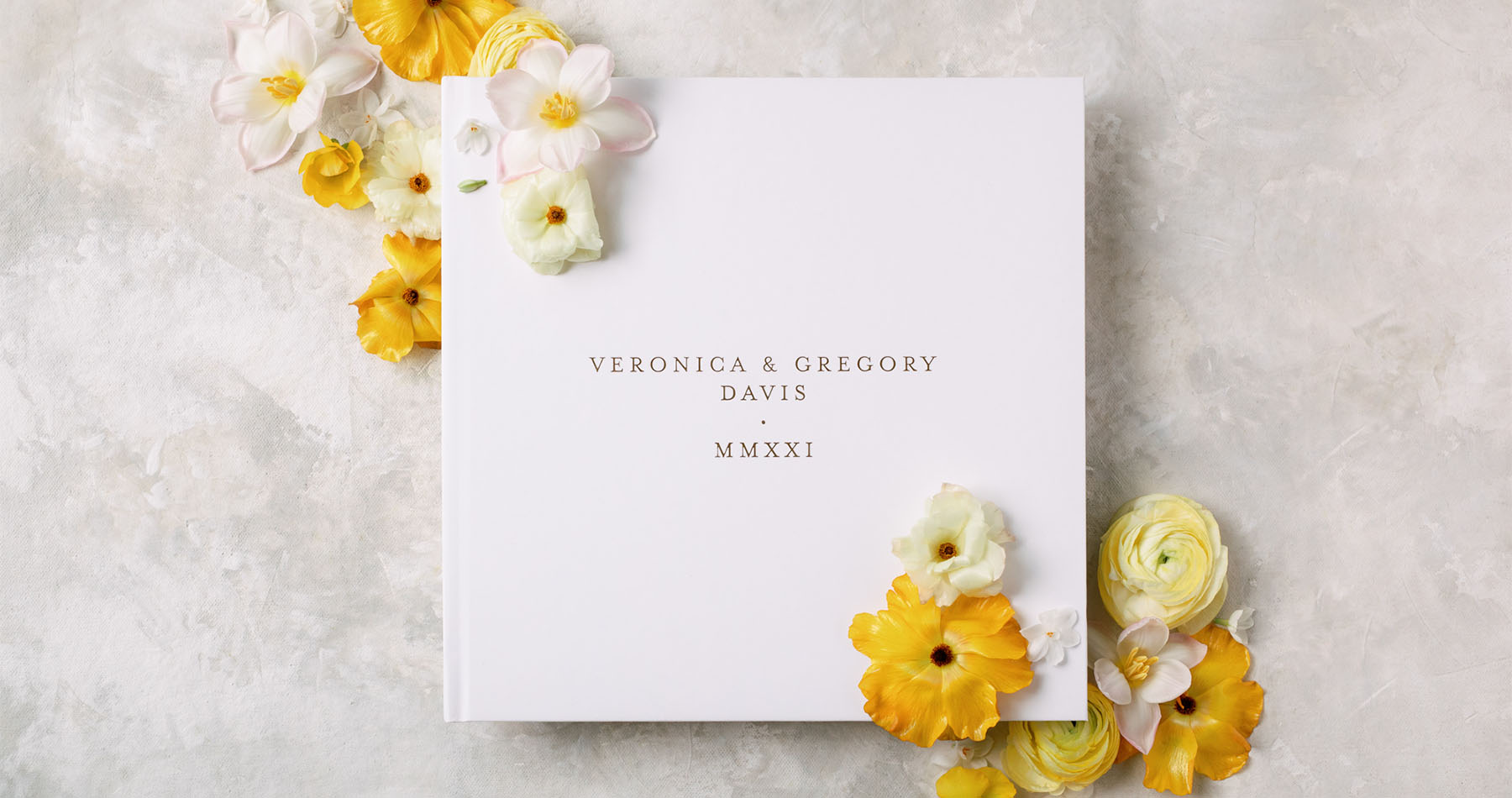 Large personalized wedding guest book with foil names lily and roe co