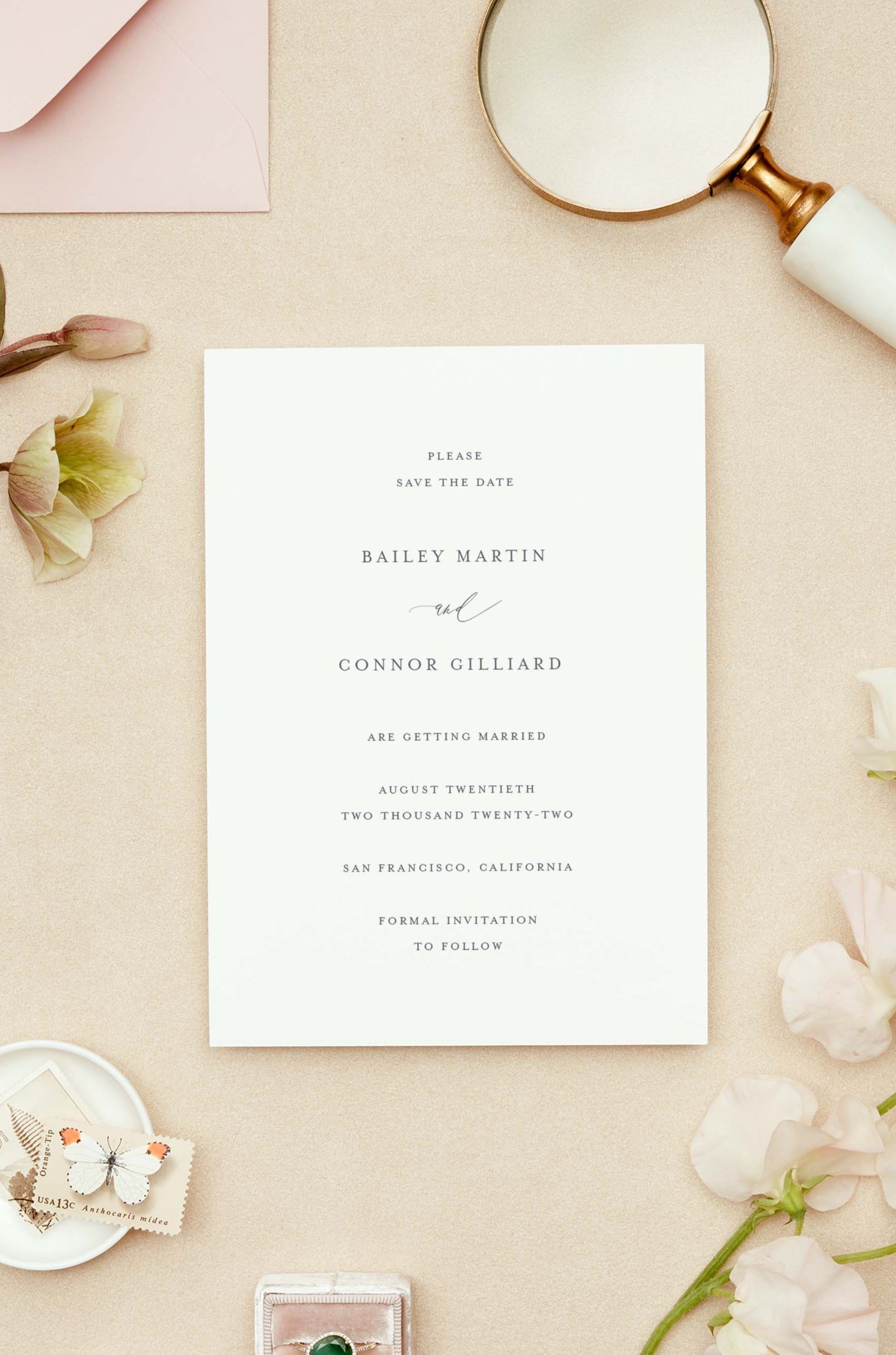 Elegant Save The Date Card Bailey Lily Roe Co