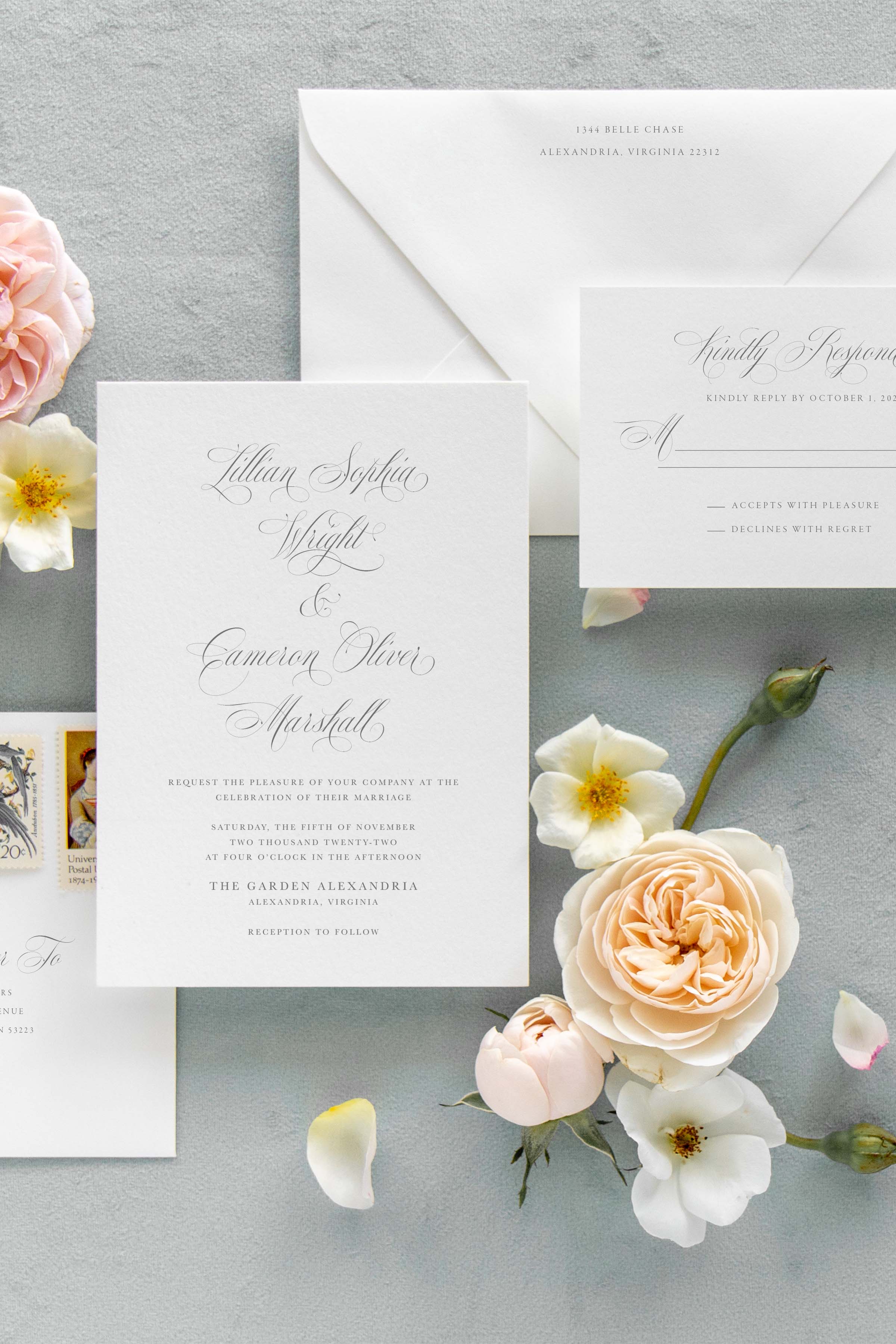 Blooming Monogram Wedding Invitations by Basic Invite