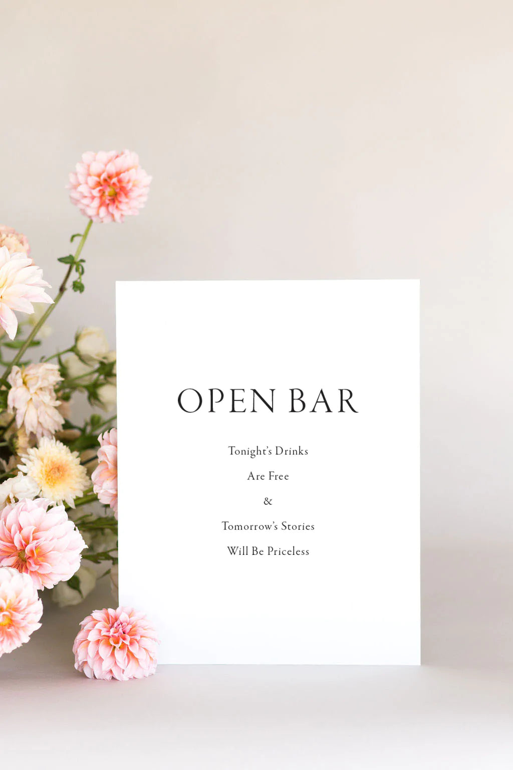 Open Bar Wedding Sign | The Lauren
