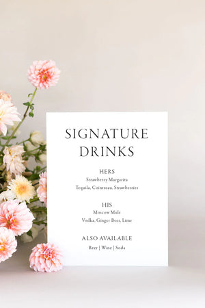 Signature Drinks Bar Wedding Sign lily roe co