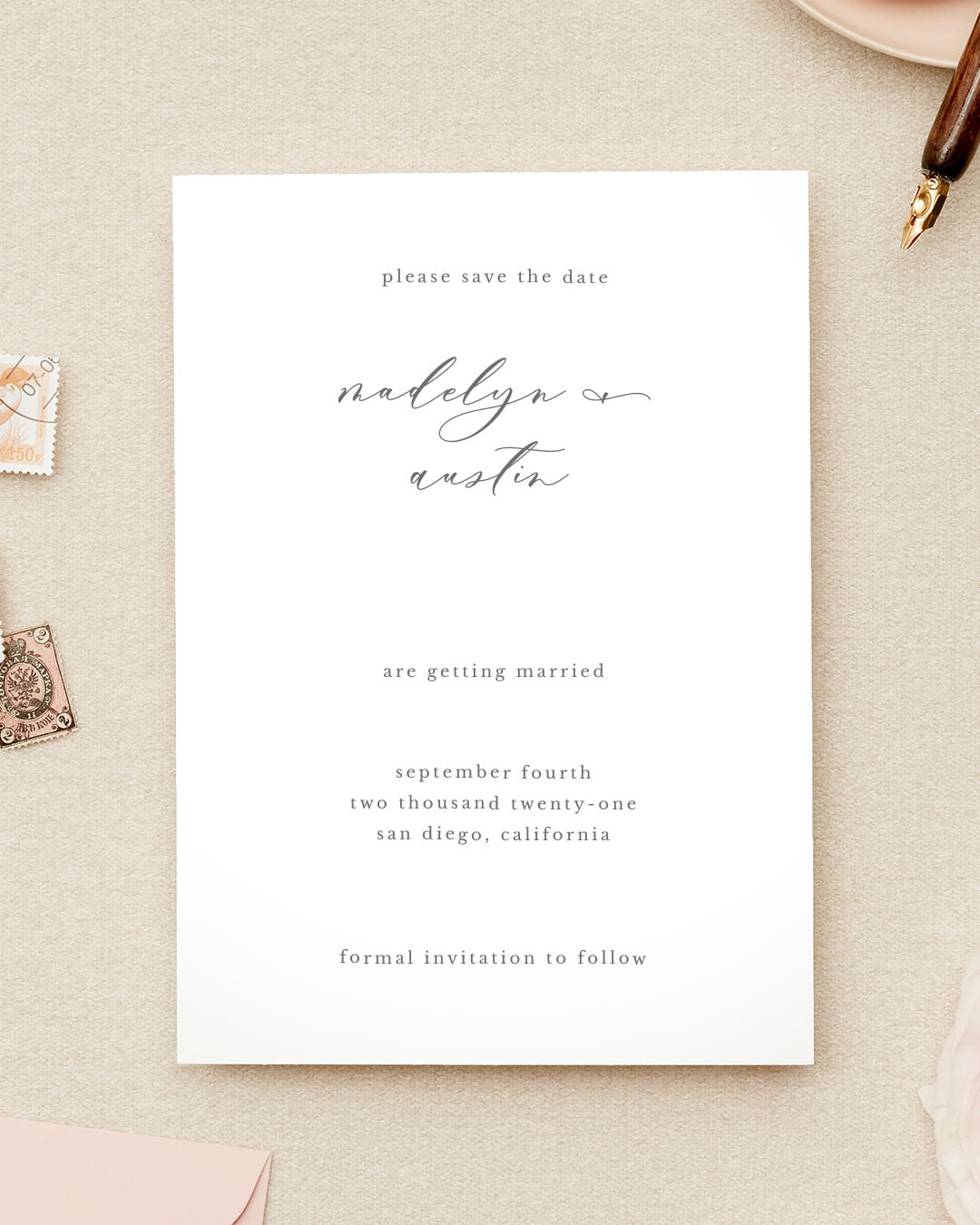 Elegant Wedding Save the Date Cards With Photo Vellum Save 