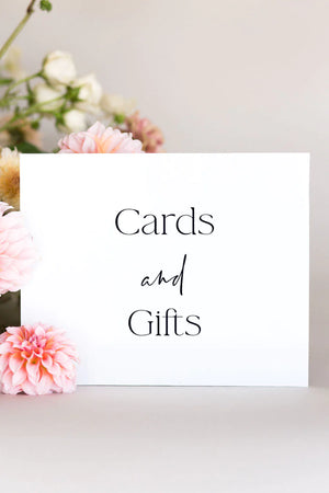 cards and gifts sign wedding
