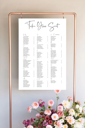 Alphabetical Wedding Seating Chart | The Tori