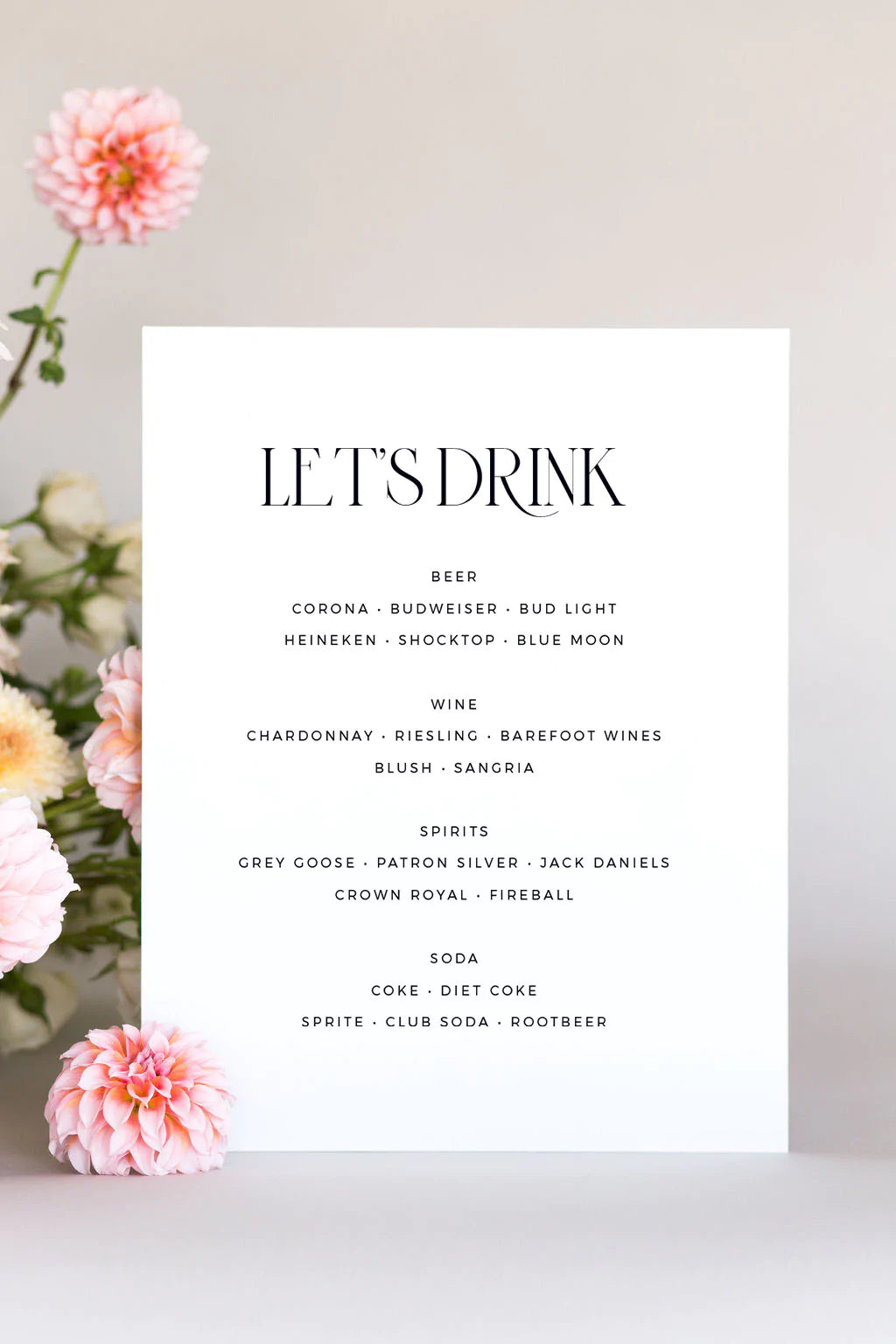 Wedding Drink Menu Sign lily roe co
